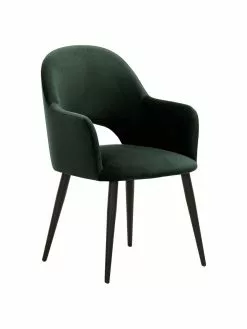 Westwing Collection Samt-Armlehnstuhl Rachel in Grün, B 56 x T 70 cm