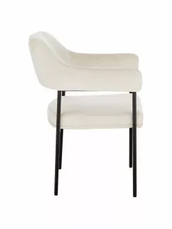 Westwing Collection Samt-Armlehnstuhl Zoe in Cremeweiß, B 56 x T 62 cm -Esszimmer Verkäufe Samt Armlehnstuhl Zoe in Cremeweiss 5