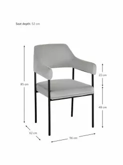 Westwing Collection Samt-Armlehnstuhl Zoe in Grau, B 56 x T 62 cmNur noch 1 Artikel verfügbar -Esszimmer Verkäufe Samt Armlehnstuhl Zoe in Grau 2