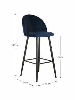 Westwing Collection Samt-Barstuhl Amy in Dunkelblau, B 45 x H 103 cm 10 Westwing Collection Samt-Barstuhl Amy in Dunkelblau, B 45 x H 103 cm -Esszimmer Verkäufe Samt Barstuhl Amy in Dunkelblau 2