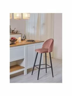 Westwing Collection Samt-Barstuhl Amy in Rosa, B 45 x H 103 cm -Esszimmer Verkäufe Samt Barstuhl Amy in Rosa 1