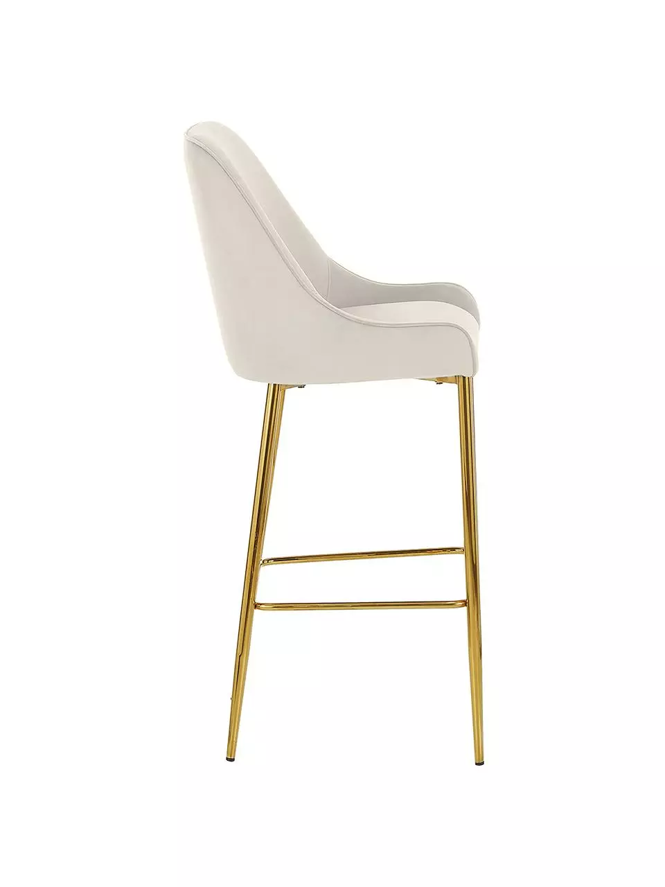 Westwing Collection Samt-Barstuhl Ava in Beige, B 48 x H 107 cm 7 Westwing Collection Samt-Barstuhl Ava in Beige, B 48 x H 107 cm – Bild 5