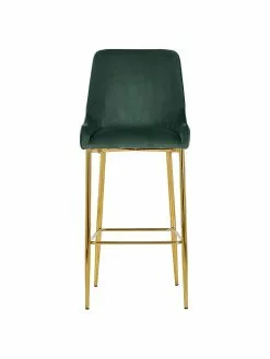 Westwing Collection Samt-Barstuhl Ava in Dunkelgrün, B 48 x H 107 cm -Esszimmer Verkäufe Samt Barstuhl Ava in Dunkelgrun 3