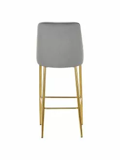 Westwing Collection Samt-Barstuhl Ava in Grau, B 48 x H 107 cm -Esszimmer Verkäufe Samt Barstuhl Ava in Grau 5