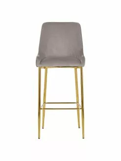 Westwing Collection Samt-Barstuhl Ava in Taupe, B 48 x H 107 cm -Esszimmer Verkäufe Samt Barstuhl Ava in Taupe 3