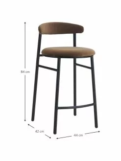 Samt-Barstuhl Doggi in Braun, B 44 x H 84 cm 10 Samt-Barstuhl Doggi in Braun, B 44 x H 84 cm -Esszimmer Verkäufe Samt Barstuhl Doggi in Braun 2