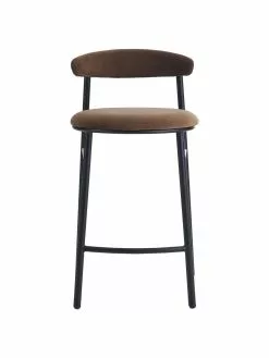 Samt-Barstuhl Doggi in Braun, B 44 x H 84 cm 11 Samt-Barstuhl Doggi in Braun, B 44 x H 84 cm -Esszimmer Verkäufe Samt Barstuhl Doggi in Braun 3