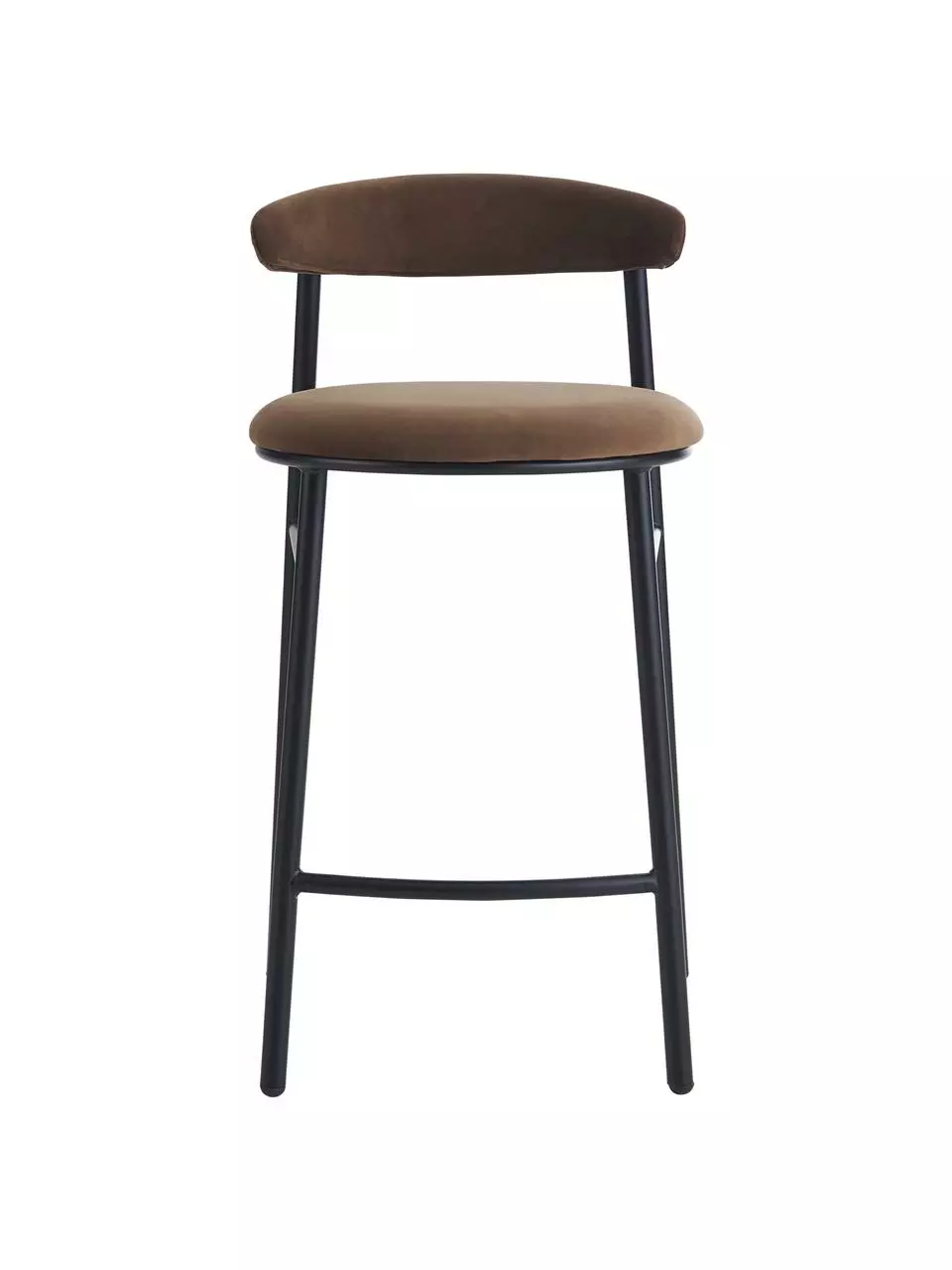 Samt-Barstuhl Doggi in Braun, B 44 x H 84 cm 6 Samt-Barstuhl Doggi in Braun, B 44 x H 84 cm – Bild 4