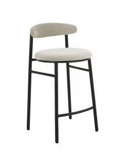 Samt-Barstuhl Doggi in Cremefarben, B 44 x H 84 cm