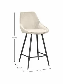 Rowico Samt-Barstuhl Sierra in Beige mit Metall-Beinen, B 47 x H 97 cm 10 Rowico Samt-Barstuhl Sierra in Beige mit Metall-Beinen, B 47 x H 97 cm -Esszimmer Verkäufe Samt Barstuhl Sierra in Beige mit Metall Beinen 2