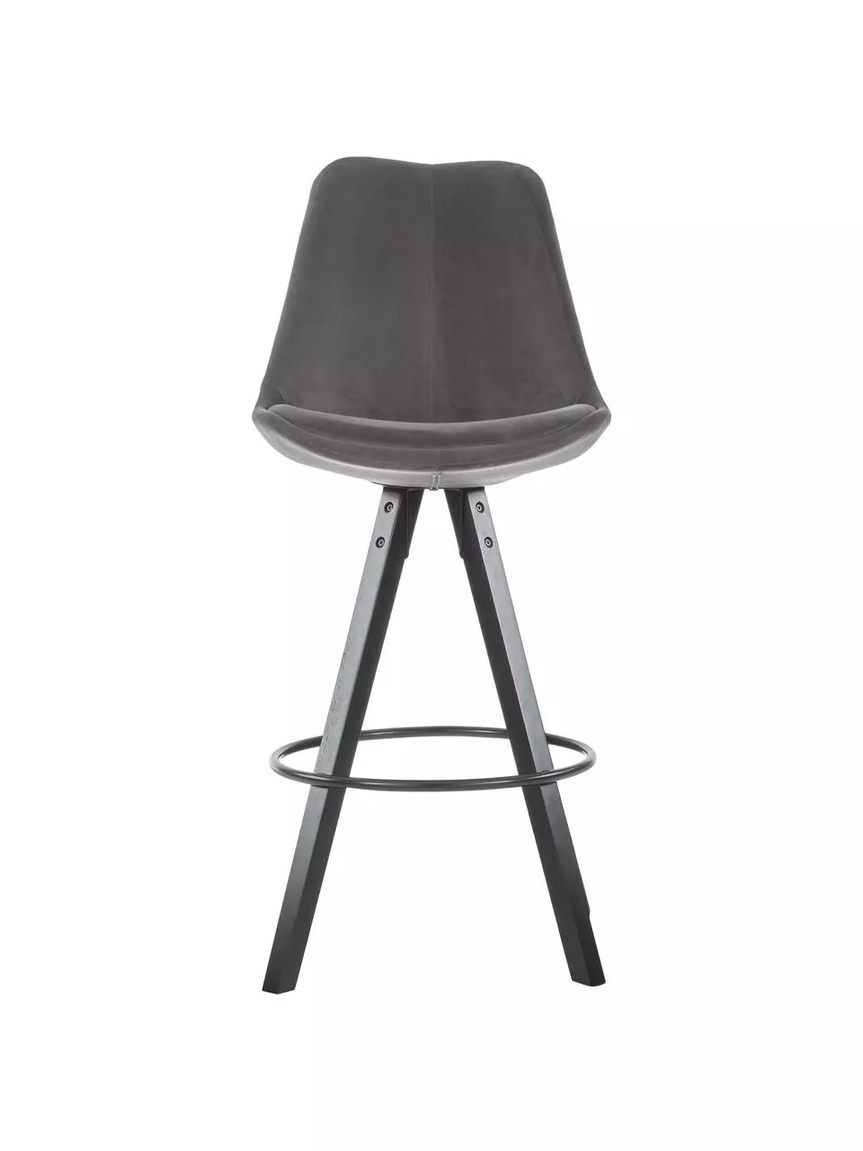 Samt-Barstühle Dima in Grau, 2 Stück, B 49 x H 112 cm 5 Samt-Barstühle Dima in Grau, 2 Stück, B 49 x H 112 cm – Bild 3