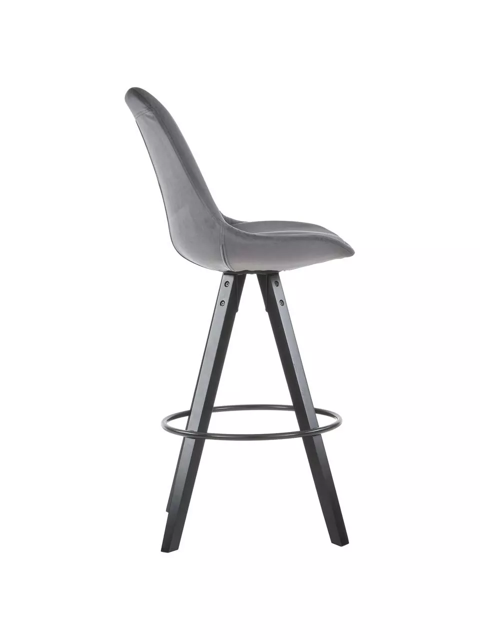 Samt-Barstühle Dima in Grau, 2 Stück, B 49 x H 112 cm 6 Samt-Barstühle Dima in Grau, 2 Stück, B 49 x H 112 cm – Bild 4