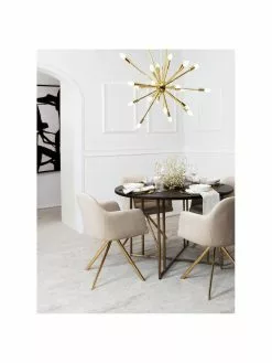 Esszimmer Verkäufe -Esszimmer Verkäufe Samt Drehstuhl Lola mit Armlehne in Cremeweiss 1