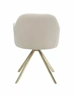 Westwing Collection Samt-Drehstuhl Lola mit Armlehne in Cremeweiß, B 58 x T 53 cm -Esszimmer Verkäufe Samt Drehstuhl Lola mit Armlehne in Cremeweiss 5