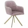 Westwing Collection Samt-Drehstuhl Lola mit Armlehne in Rosa, B 58 x T 53 cm
