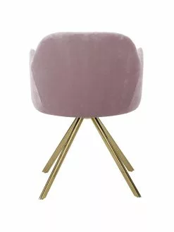 Westwing Collection Samt-Drehstuhl Lola mit Armlehne in Rosa, B 58 x T 53 cm -Esszimmer Verkäufe Samt Drehstuhl Lola mit Armlehne in Rosa 5