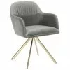 Westwing Collection Samt-Drehstuhl Lola mit Armlehne in Steingrau, B 58 x T 53 cm -Esszimmer Verkäufe Samt Drehstuhl Lola mit Armlehne in Steingrau