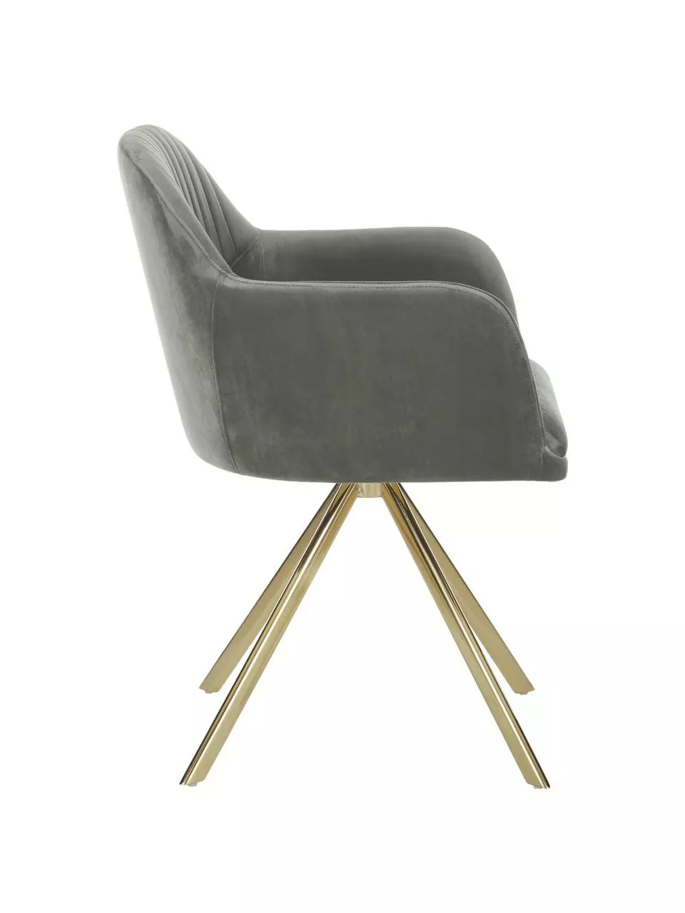 Westwing Collection Samt-Drehstuhl Lola mit Armlehne in Steingrau, B 58 x T 53 cm 7 Westwing Collection Samt-Drehstuhl Lola mit Armlehne in Steingrau, B 58 x T 53 cm – Bild 5