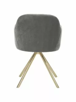 Westwing Collection Samt-Drehstuhl Lola mit Armlehne in Steingrau, B 58 x T 53 cm 13 Westwing Collection Samt-Drehstuhl Lola mit Armlehne in Steingrau, B 58 x T 53 cm -Esszimmer Verkäufe Samt Drehstuhl Lola mit Armlehne in Steingrau 5