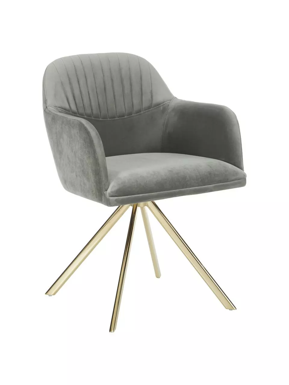 Westwing Collection Samt-Drehstuhl Lola mit Armlehne in Steingrau, B 58 x T 53 cm 3 Westwing Collection Samt-Drehstuhl Lola mit Armlehne in Steingrau, B 58 x T 53 cm