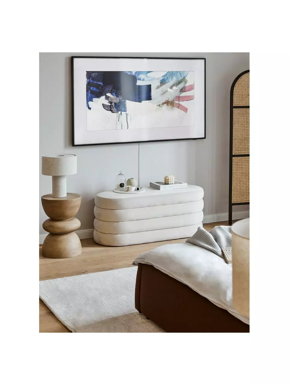 Westwing Collection Samt-Polsterbank Alto in Cremeweiß, B 110 x H 47 cm 4 Westwing Collection Samt-Polsterbank Alto in Cremeweiß, B 110 x H 47 cm – Bild 3