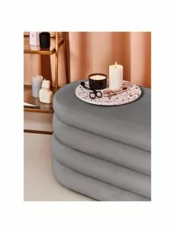 Westwing Collection Samt-Polsterbank Alto in Grau, B 110 x H 47 cm -Esszimmer Verkäufe Samt Polsterbank Alto in Grau 2