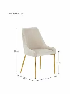 Westwing Collection Samt-Polsterstuhl Ava in Beige, B 53 x T 60 cm -Esszimmer Verkäufe Samt Polsterstuhl Ava in Beige 2