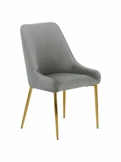 Westwing Collection Samt-Polsterstuhl Ava in Grau, B 53 x T 60 cm