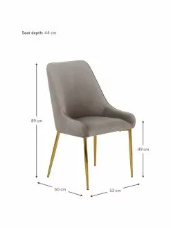 Westwing Collection Samt-Polsterstuhl Ava in Taupe, B 53 x T 60 cm -Esszimmer Verkäufe Samt Polsterstuhl Ava in Taupe 2