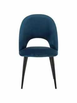 Westwing Collection Samt-Polsterstuhl Rachel in Dunkelblau, B 53 x T 57 cm -Esszimmer Verkäufe Samt Polsterstuhl Rachel in Dunkelblau 4