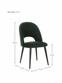 Westwing Collection Samt-Polsterstuhl Rachel in Dunkelgrün, B 53 x T 57 cm -Esszimmer Verkäufe Samt Polsterstuhl Rachel in Dunkelgrun 2