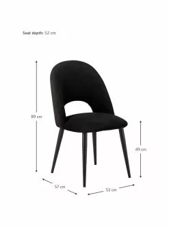 Westwing Collection Samt-Polsterstuhl Rachel in Schwarz, B 53 x T 57 cm 10 Westwing Collection Samt-Polsterstuhl Rachel in Schwarz, B 53 x T 57 cm -Esszimmer Verkäufe Samt Polsterstuhl Rachel in Schwarz 2