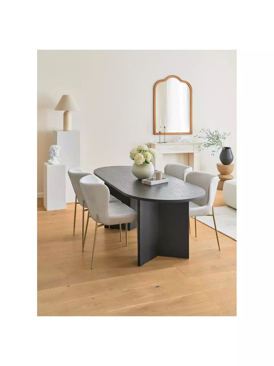 Westwing Collection Samt-Polsterstuhl Tess in Beige, B 49 x T 64 cm 4 Westwing Collection Samt-Polsterstuhl Tess in Beige, B 49 x T 64 cm – Bild 2