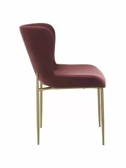 Westwing Collection Samt-Polsterstuhl Tess in Bordeaux, B 49 x T 64 cm -Esszimmer Verkäufe Samt Polsterstuhl Tess in Bordeaux 5