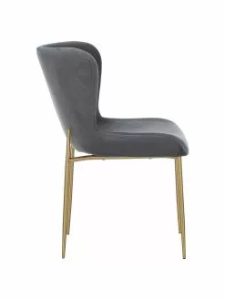 Westwing Collection Samt-Polsterstuhl Tess in Dunkelgrau, B 49 x T 64 cm -Esszimmer Verkäufe Samt Polsterstuhl Tess in Dunkelgrau 4