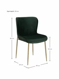 Westwing Collection Samt-Polsterstuhl Tess in Grün, B 49 x H 84 cm 11 Westwing Collection Samt-Polsterstuhl Tess in Grün, B 49 x H 84 cm -Esszimmer Verkäufe Samt Polsterstuhl Tess in Grun 3