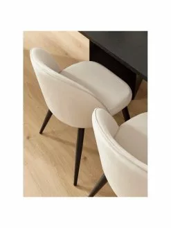 Westwing Collection Samt-Polsterstühle Amy in Cremeweiß, 2 Stück, B 51 x T 55 cm -Esszimmer Verkäufe Samt Polsterstuhle Amy in Cremeweiss 2 Stuck 2