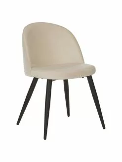 Westwing Collection Samt-Polsterstühle Amy in Cremeweiß, 2 Stück, B 51 x T 55 cm