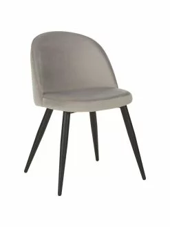 Westwing Collection Samt-Polsterstühle Amy in Grau, 2 Stück, B 51 x T 55 cm