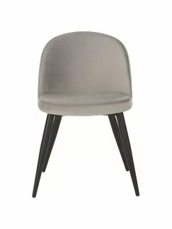 Westwing Collection Samt-Polsterstühle Amy in Grau, 2 Stück, B 51 x T 55 cm -Esszimmer Verkäufe Samt Polsterstuhle Amy in Grau 2 Stuck 3