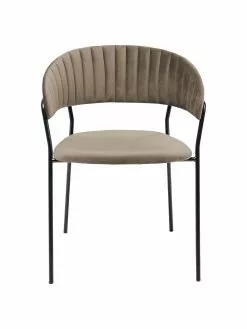 Kare Design Samt-Polsterstühle Belle in Braun, 2 Stück, B 57 x T 54 cm