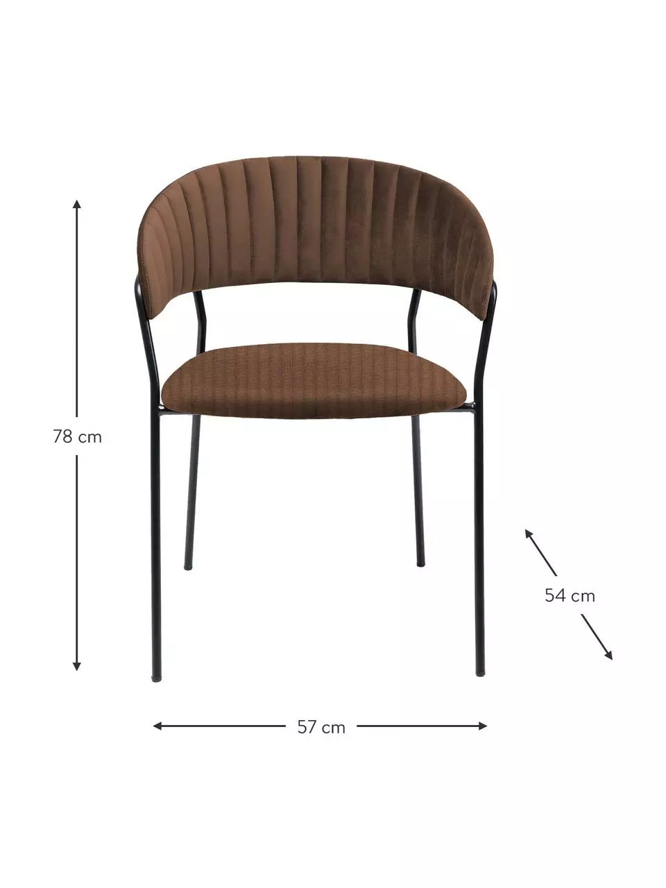 Kare Design Samt-Polsterstühle Belle in Braun, 2 Stück, B 57 x T 54 cm 4 Kare Design Samt-Polsterstühle Belle in Braun, 2 Stück, B 57 x T 54 cm – Bild 2