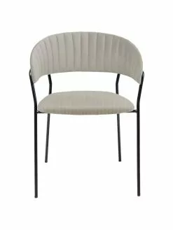 Kare Design Samt-Polsterstühle Belle in Grau, 2 Stück, B 57 x T 54 cm