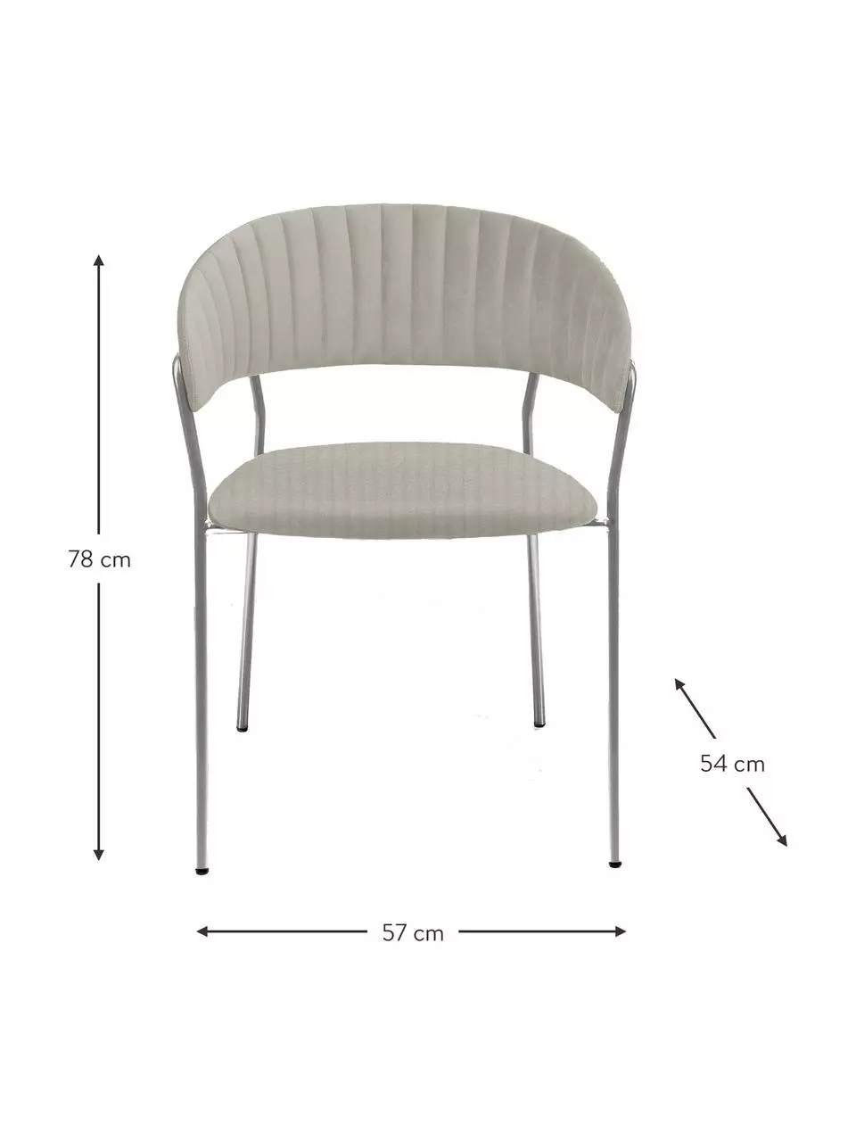 Kare Design Samt-Polsterstühle Belle in Grau, 2 Stück, B 57 x T 54 cm 4 Kare Design Samt-Polsterstühle Belle in Grau, 2 Stück, B 57 x T 54 cm – Bild 2