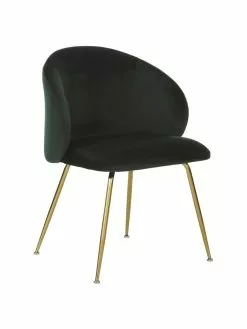 Westwing Collection Samt-Polsterstühle Luisa in Dunkelgrün, 2 Stück, B 59 x T 58 cm