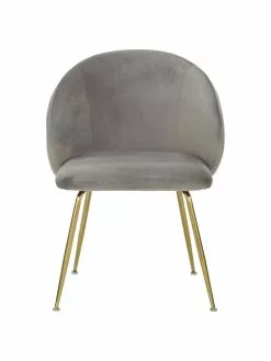 Westwing Collection Samt-Polsterstühle Luisa in Hellgrau, 2 Stück, B 59 x T 59 cm -Esszimmer Verkäufe Samt Polsterstuhle Luisa in Hellgrau 2 Stuck 3