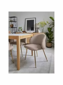 Westwing Collection Samt-Polsterstühle Luisa in Taupe, 2 Stück, B 59 x T 58 cm -Esszimmer Verkäufe Samt Polsterstuhle Luisa in Taupe 2 Stuck 2