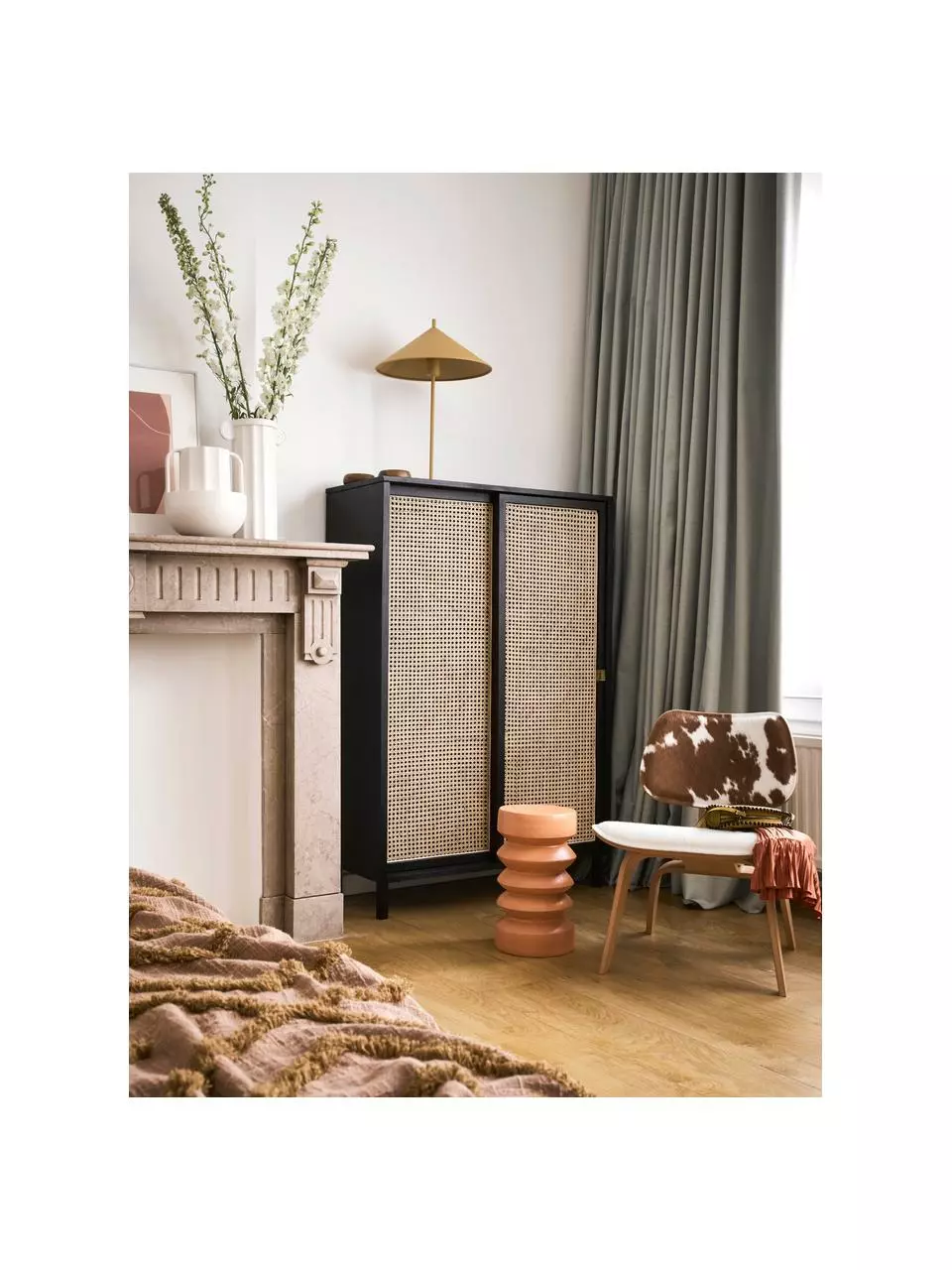 HKliving Schrank Retro mit Wiener Geflecht und Schiebetüren, 2-türig, B 95 x H 140 cm 4 HKliving Schrank Retro mit Wiener Geflecht und Schiebetüren, 2-türig, B 95 x H 140 cm – Bild 2