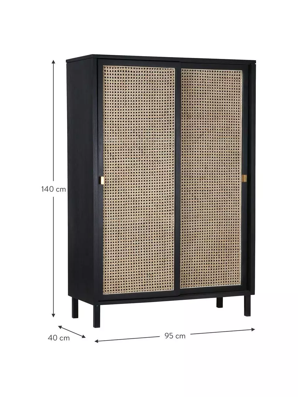 HKliving Schrank Retro mit Wiener Geflecht und Schiebetüren, 2-türig, B 95 x H 140 cm 5 HKliving Schrank Retro mit Wiener Geflecht und Schiebetüren, 2-türig, B 95 x H 140 cm – Bild 3