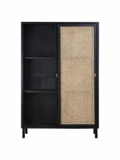 HKliving Schrank Retro mit Wiener Geflecht und Schiebetüren, 2-türig, B 95 x H 140 cm 11 HKliving Schrank Retro mit Wiener Geflecht und Schiebetüren, 2-türig, B 95 x H 140 cm -Esszimmer Verkäufe Schrank Retro mit Wiener Geflecht und Schiebeturen 2 turig 3